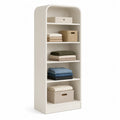 Armoire de rangement ouverte pour chambre en panneaux MDF blanc casse 70 x 40 x 180 cm avec 5 niches