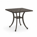 Table de jardin carree 81 x 81 x 74 cm en aluminium moule brun fonce