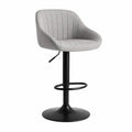 Tabouret de bar reglable avec accoudoirs en polyester gris forme arrondie 52 x 54 x 88-108 cm