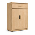 Armoire de rangement chambre 2 portes 1 tiroir en panneaux de particules decor chene 80 x 40 x 140 cm