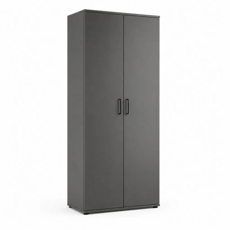Armoire de chambre 2 portes rectangulaire en panneaux de particules melamines gris anthracite 80 x 52 x 180 cm