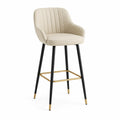 Tabouret de bar avec accoudoirs en similicuir PU beige 56 x 55 x 101 cm